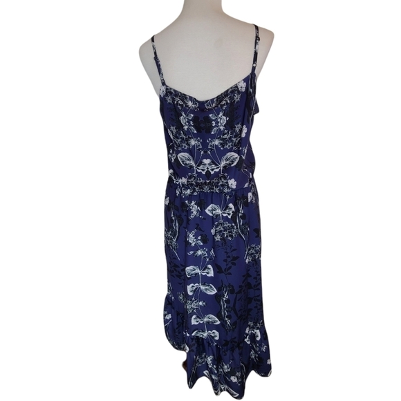 Parker Floral Navy Paradise Ruffled Midi Dress XS NWT - Picture 3 of 9